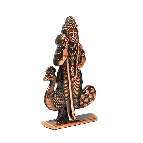 anciently Murugan Statue for Car Dashboard | Kartikeya Idol Metal Figurine 35g (Copper Colour) thumbnail 4