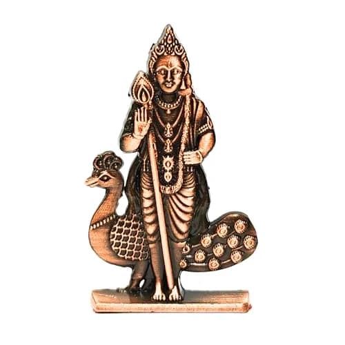 anciently Murugan Statue for Car Dashboard | Kartikeya Idol Metal Figurine 35g (Copper Colour) thumbnail 5