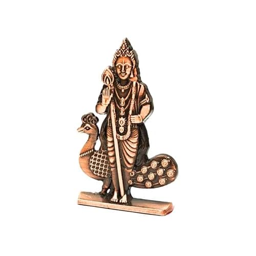 anciently Murugan Statue for Car Dashboard | Kartikeya Idol Metal Figurine 35g (Copper Colour) thumbnail 6