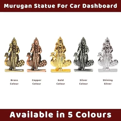 anciently Murugan Statue for Car Dashboard | Kartikeya Idol Metal Figurine 35g (Copper Colour) thumbnail 7