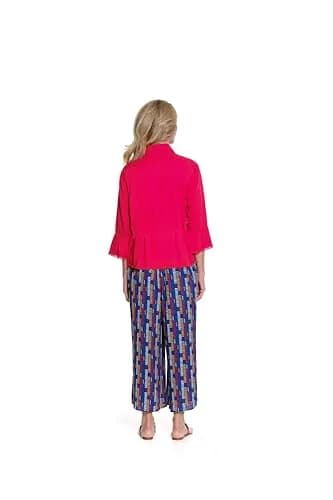 MULTIPLES Women’s Coat 0X | 3/4 Flounce Sleeve Dressy Casual | Fiery Red thumbnail 2