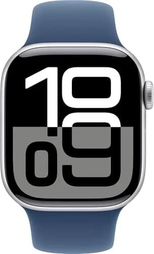 Apple Watch Series 10 [GPS, 46mm] - Silver Aluminum Case with Denim Sport Band, S/M (Renewed) | 64GB Storage thumbnail 2