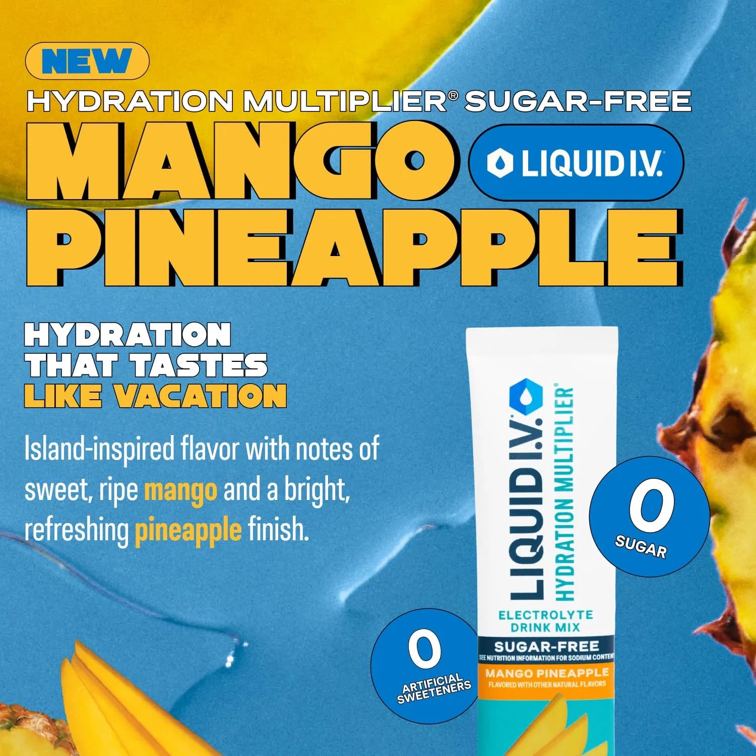 Liquid I.V. Hydration Multiplier Sugar-Free Mango Pineapple 14 Servings | Electrolyte Powder Drink Mix - view 2