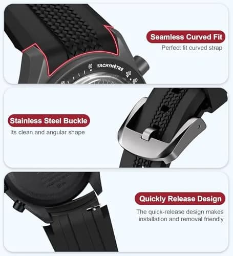 REBANDACE Silicone Strap for Moonswatch 20mm | No-Gap Curved Replacement for Omega Swatch Moonwatch thumbnail 7
