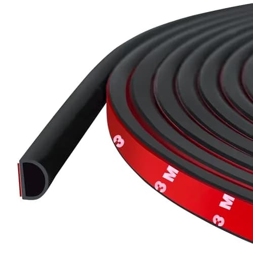 Protalwell Black Silicone Weather Stripping Door Seal 6.35mm (1/4") T × 9.53mm (3/8") W | Seals Gaps & Reduces Noise thumbnail 1