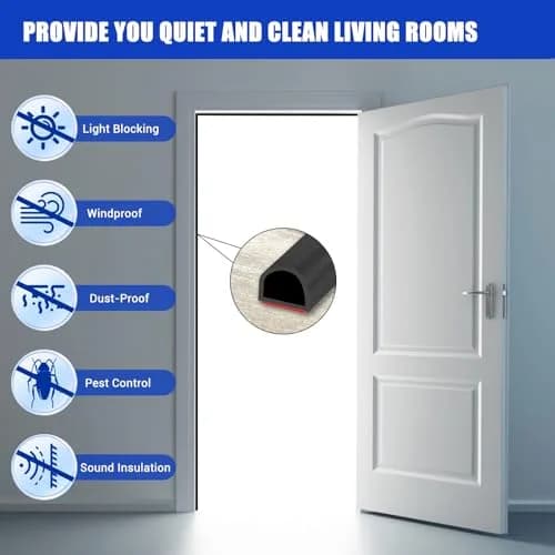 Protalwell Black Silicone Weather Stripping Door Seal 6.35mm (1/4") T × 9.53mm (3/8") W | Seals Gaps & Reduces Noise thumbnail 6