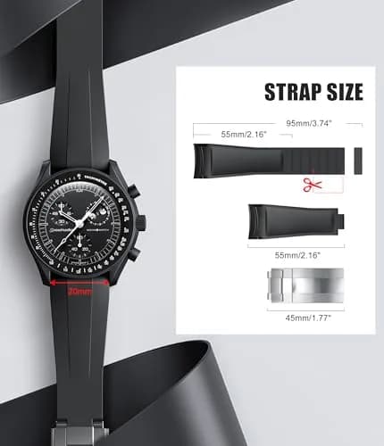REBANDACE Gray Silicone Watch Band for Omega Moonwatch 20mm | Cut-to-Size, Water-Resistant thumbnail 5