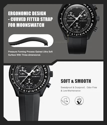REBANDACE Gray Silicone Watch Band for Omega Moonwatch 20mm | Cut-to-Size, Water-Resistant thumbnail 3