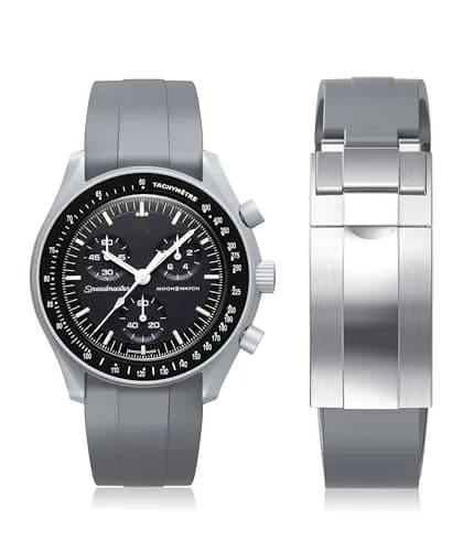 REBANDACE Gray Silicone Watch Band for Omega Moonwatch 20mm | Cut-to-Size, Water-Resistant - main product image