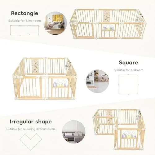 Ulnxiy Wooden Baby Playpen with Toy 56"x56" | Foldable Play Yard for Toddlers thumbnail 5