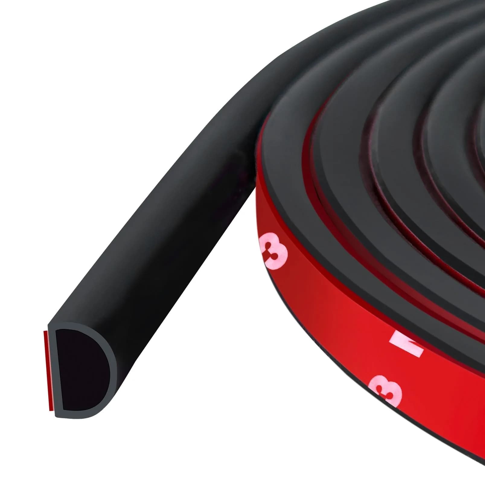 Protalwell Black Silicone D-Shaped Weather Stripping Seal 20ft (15.24m) | Seals Gaps Up to 15/32" (12mm)