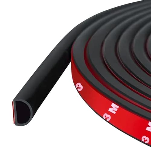 Protalwell D-Shaped Silicone Weather Stripping 6.35mm (3/8") W × 5.08mm (5/16") T — 6.1m (20FT) Roll | Seals Gaps & Reduces Noise thumbnail 1