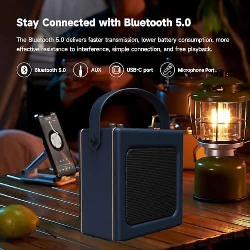 LONPOO Portable Karaoke Machine LP-H01 Navy Blue with Bluetooth & USB Playback | 20 Watts RMS thumbnail 4