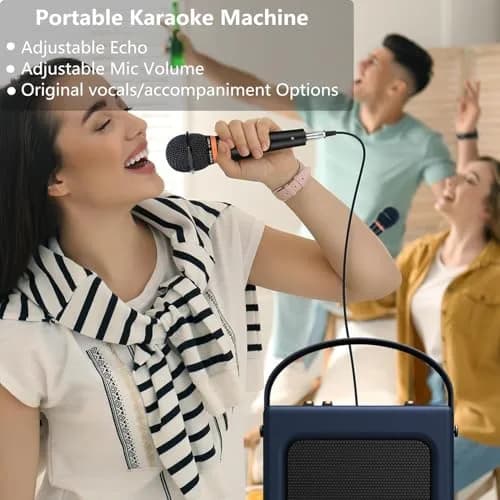 LONPOO Portable Karaoke Machine LP-H01 Navy Blue with Bluetooth & USB Playback | 20 Watts RMS thumbnail 5