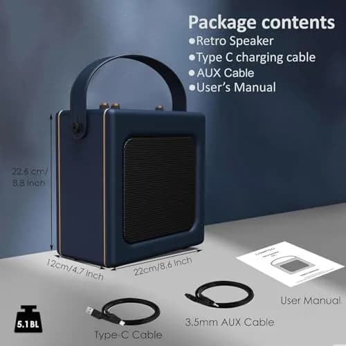 LONPOO Portable Karaoke Machine LP-H01 Navy Blue with Bluetooth & USB Playback | 20 Watts RMS thumbnail 7
