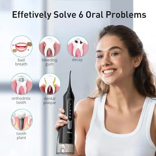 COSLUS C20 Water Dental Flosser 2-Pack 300ml Tank | ADA Accepted, Rechargeable, IPX7 Waterproof thumbnail 6