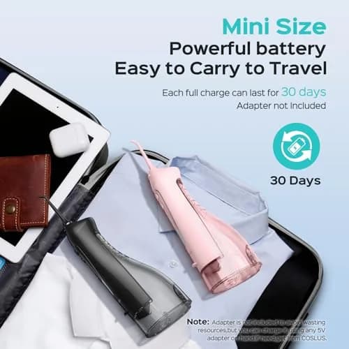 COSLUS C20 Water Dental Flosser 2-Pack 300ml Tank | ADA Accepted, Rechargeable, IPX7 Waterproof thumbnail 3