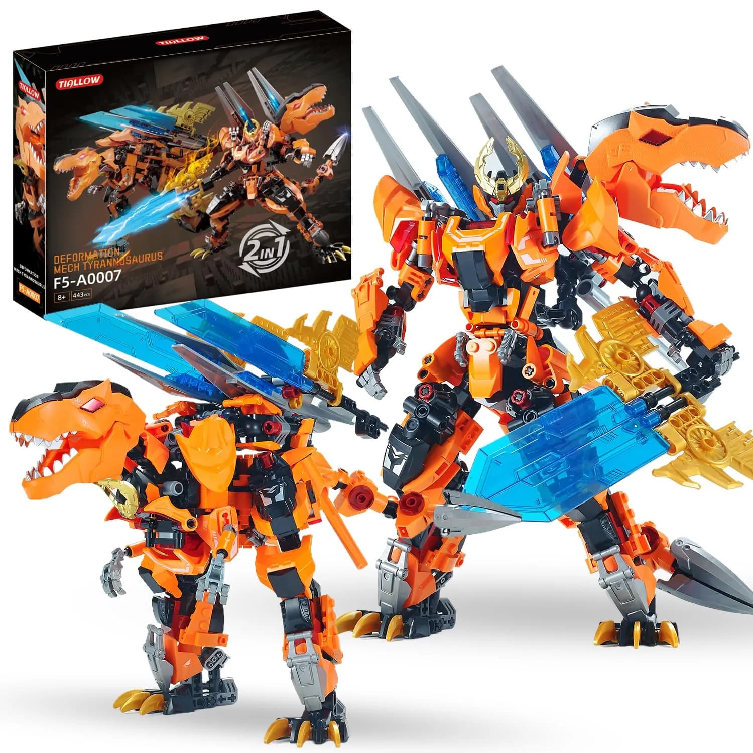 TIALLOW T-Rex Mech Set Dinosaur Transform Robot Model Building Toy | 2-in-1 Dinosaur & Mech — T-Rex
