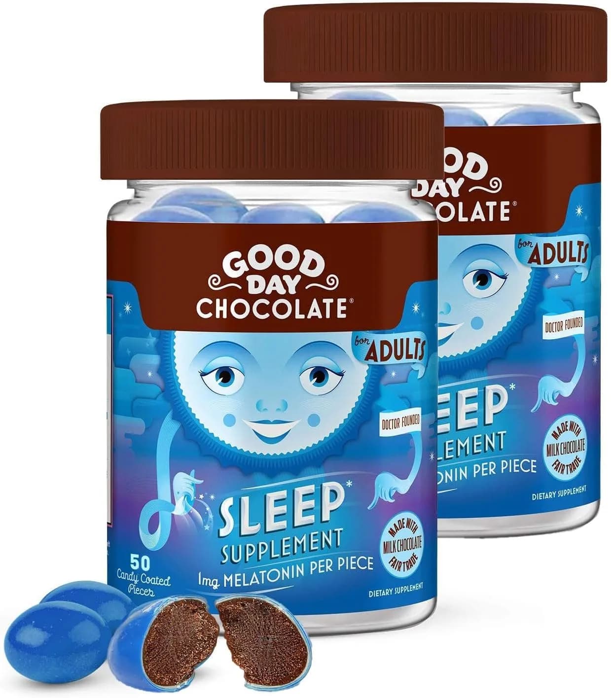 Good Day Chocolate Melatonin for Adults 2 Pack | Natural Sleep Aid with Chamomile & Fair Trade Chocolate
