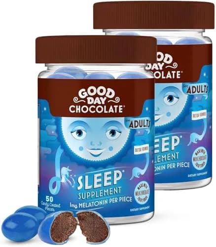 Good Day Chocolate Melatonin for Adults 2 Pack | Natural Sleep Aid with Chamomile & Fair Trade Chocolate thumbnail 1