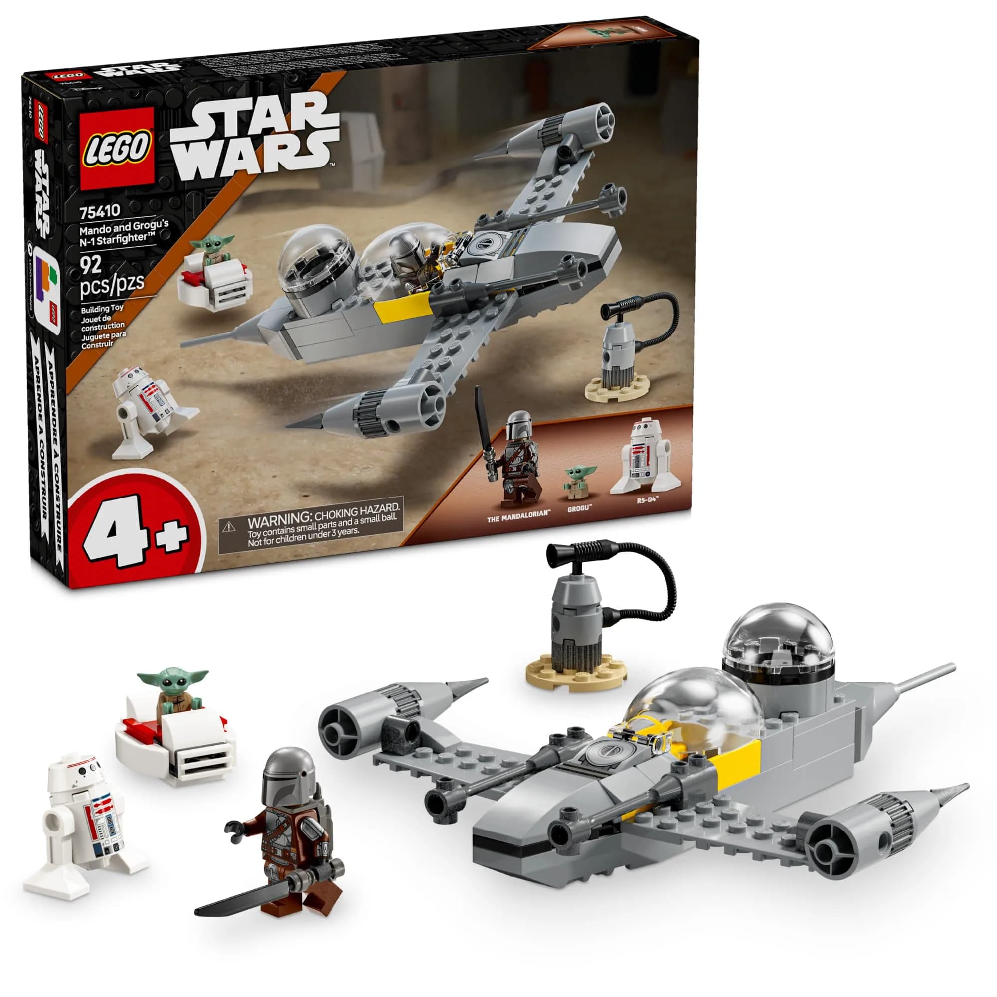 LEGO Star Wars: The Mandalorian Mando and Grogu's N-1 Starfighter Set | Toddler Building Toy for Kids 4+ — Multicolor
