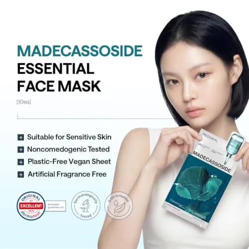 MEDIHEAL Madecassoside Essential Face Sheet Mask 10 Count (240 ml) | Blemish Repair for Redness-Prone Skin thumbnail 3