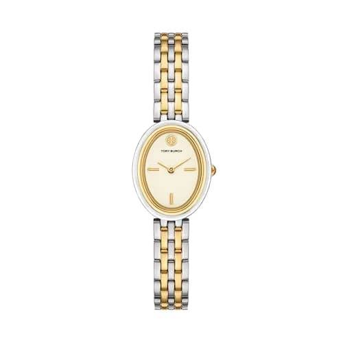 Tory Burch Women's Oval Two-Tone Stainless Steel Bracelet Watch (Model: TBW6033) | Elegant, feminine design for daily or formal wear thumbnail 1