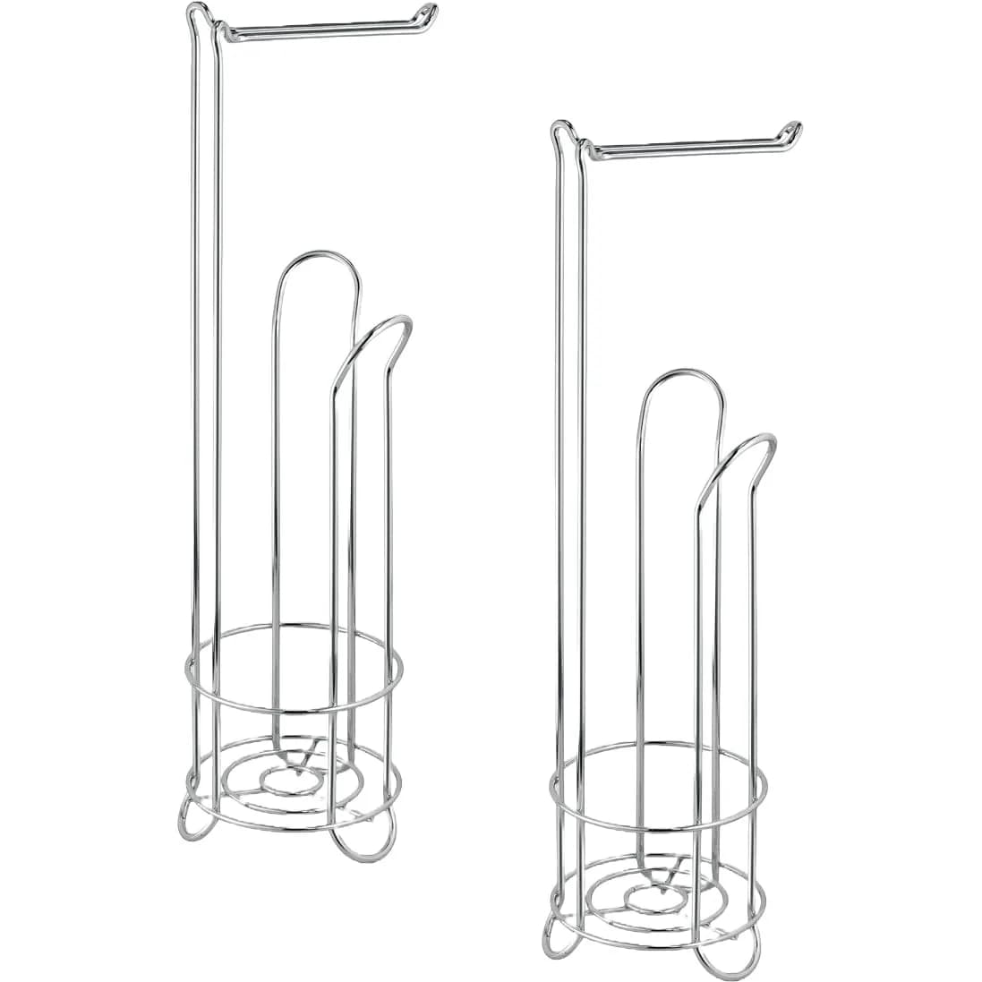 PowerTRC 2 Set of Toilet Paper Holder Stand and Tissue Dispenser | Chrome Metal, Holds 4 Mega Rolls, Free Standing Bathroom Storage - main product image