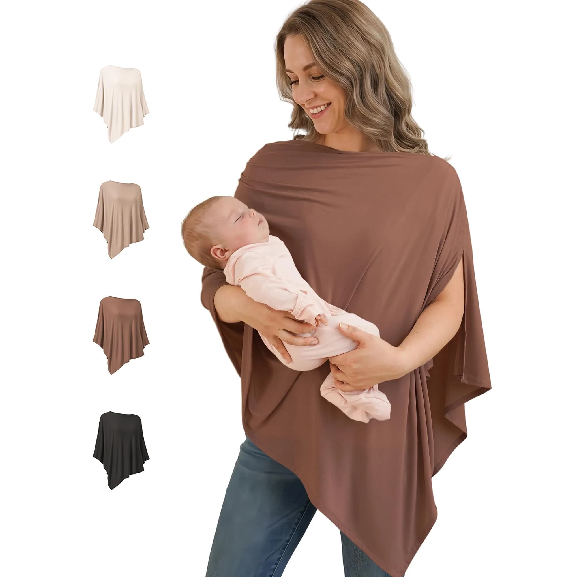 Konssy Rayon Made from Bamboo Nursing Cover Chestnut | Soft, Breathable, Stretchy Poncho for Discreet Breastfeeding - main product image