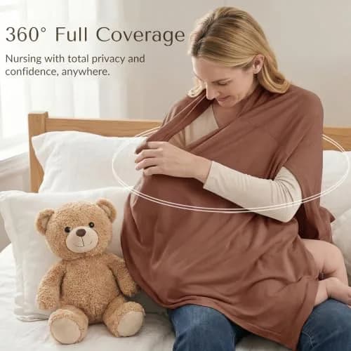 Konssy Rayon Made from Bamboo Nursing Cover Chestnut | Soft, Breathable, Stretchy Poncho for Discreet Breastfeeding thumbnail 8