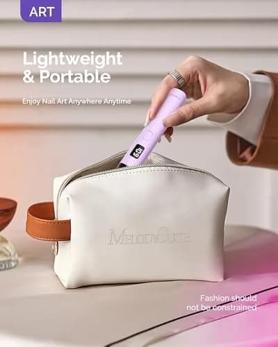 MelodySusie Handheld Flash Cure Nail Lamp P-ART01R | Cordless, UV LED, 20s/60s Timer, 90 Min Battery, Eye-Protection Cover thumbnail 5