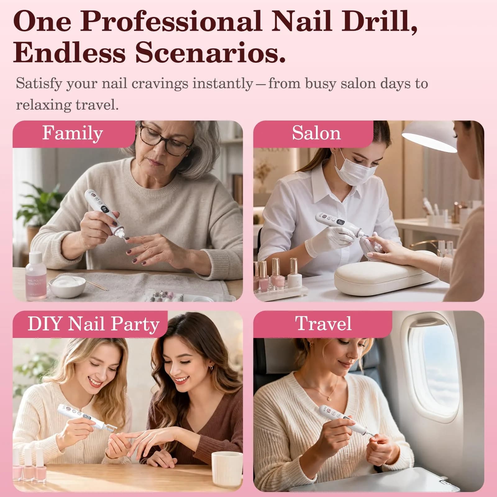PELCAS Cordless Electric Nail File 6.5" (16.5cm) with LED Light | 10 Speeds, 5-Hour Battery - view 7