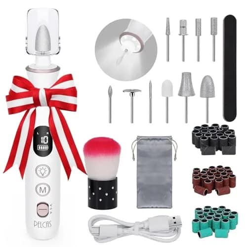PELCAS Cordless Electric Nail File 6.5" (16.5cm) with LED Light | 10 Speeds, 5-Hour Battery thumbnail 1