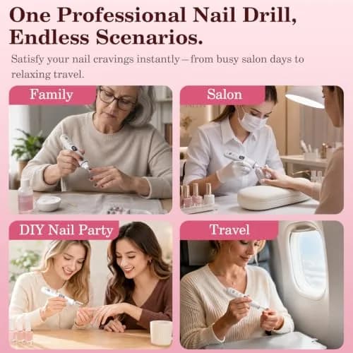 PELCAS Cordless Electric Nail File 6.5" (16.5cm) with LED Light | 10 Speeds, 5-Hour Battery thumbnail 7
