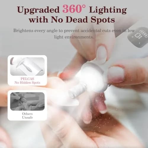 PELCAS Cordless Electric Nail File 6.5" (16.5cm) with LED Light | 10 Speeds, 5-Hour Battery thumbnail 8