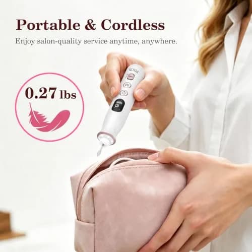 PELCAS Cordless Electric Nail File 6.5" (16.5cm) with LED Light | 10 Speeds, 5-Hour Battery thumbnail 9