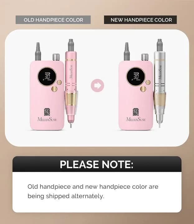 MelodySusie SC320F Rechargeable Clip-On Nail Drill 30000RPM | Pastel Pink Design for Manicure Shaping - view 2