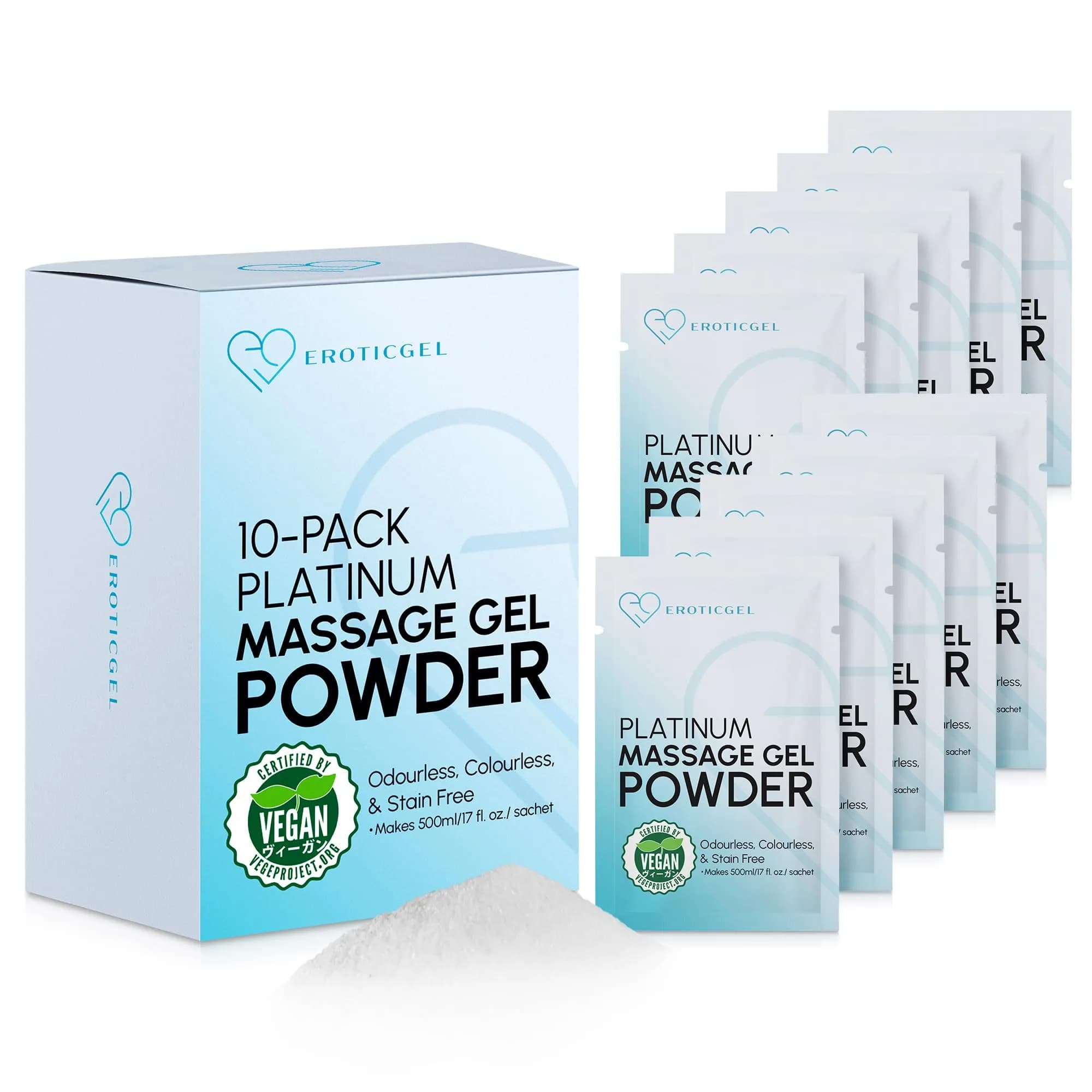 EROTICGEL Japanese Nuru Massage Gel Powder Platinum 10x5g (50g Total) | Vegan, Made in Japan, Fragrance-Free - main product image