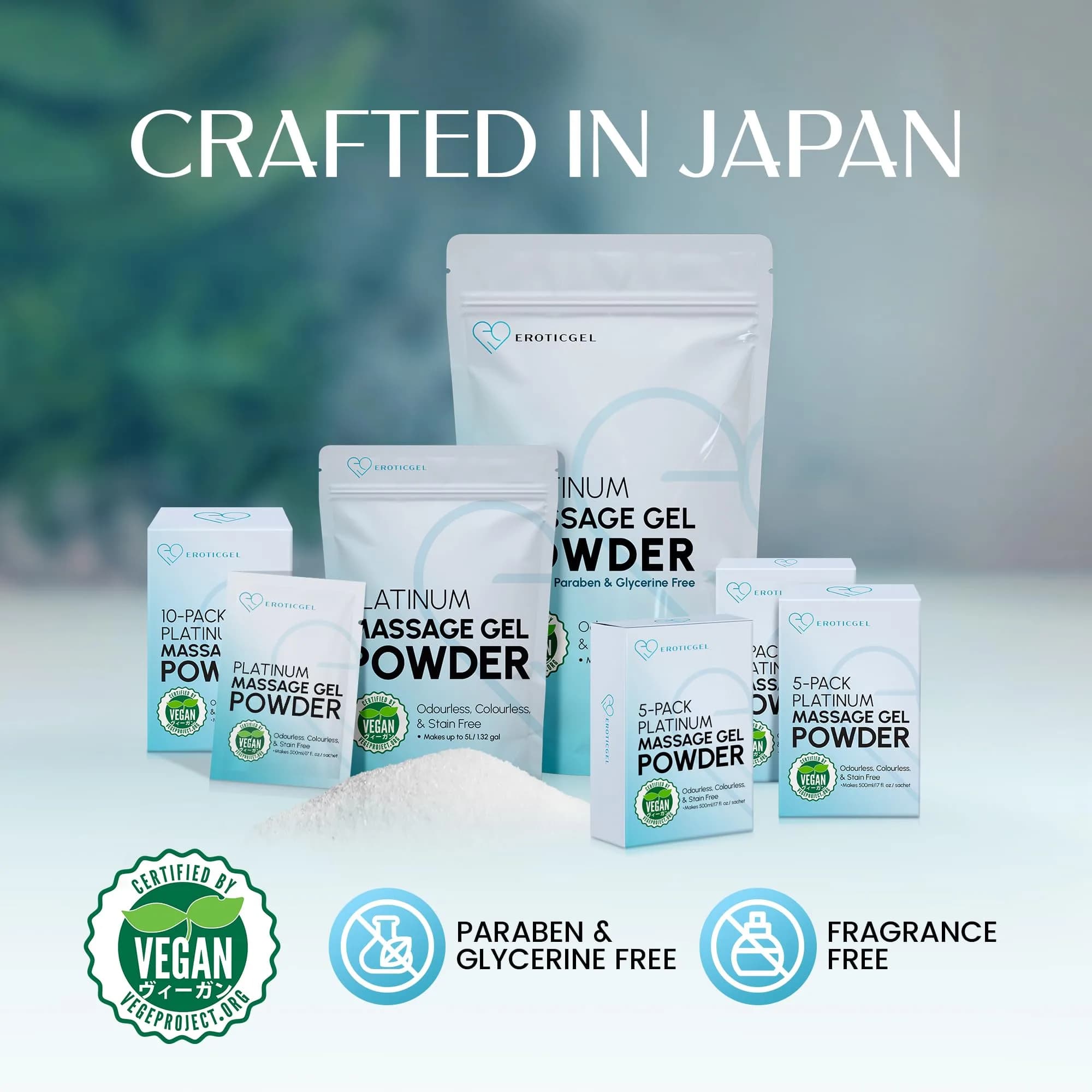 EROTICGEL Japanese Nuru Massage Gel Powder Platinum 10x5g (50g Total) | Vegan, Made in Japan, Fragrance-Free - view 6