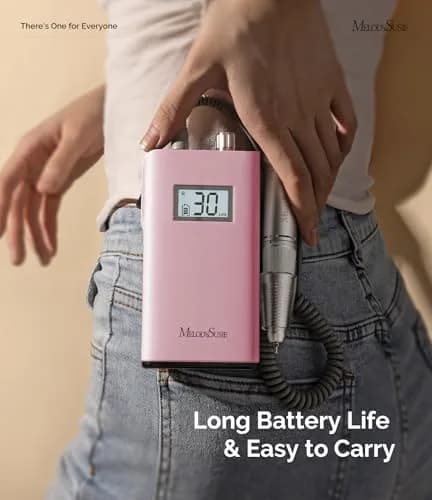 MelodySusie Nail Drill SC320H Pink | Cordless, 30000RPM, LCD Display, 10-14h Battery thumbnail 4