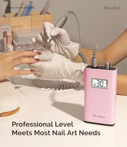 MelodySusie Nail Drill SC320H Pink | Cordless, 30000RPM, LCD Display, 10-14h Battery thumbnail 5