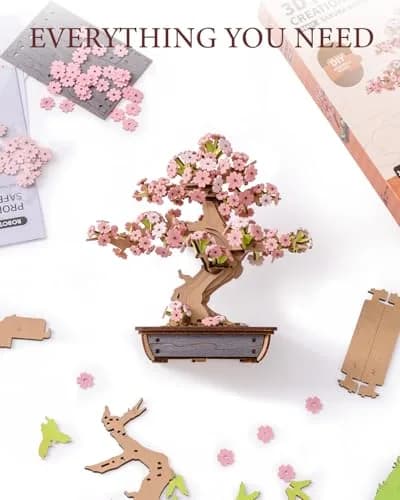 Rolife 3D Wooden Puzzle Flower for Adults | DIY Sakura Bonsai Tree | 263 Pieces thumbnail 4