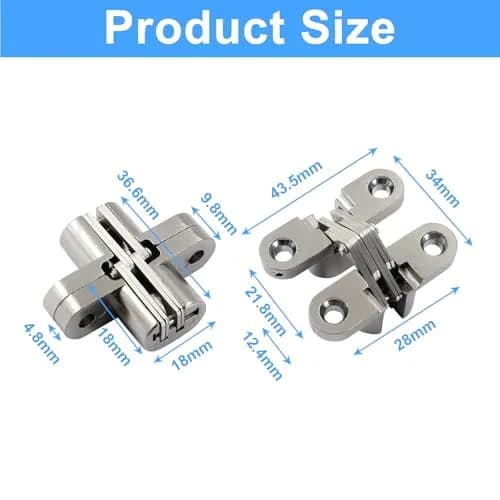 Rierdge 43.5 mm Hidden Hinge | Stainless Steel, 2pcs | Fully Invisible for Cabinets & DIY Projects thumbnail 3