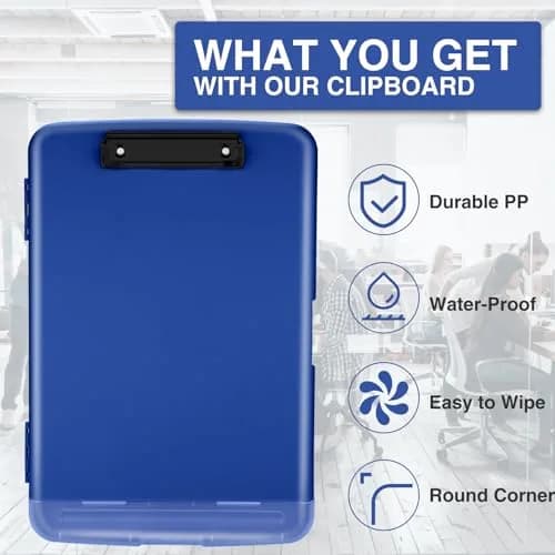 Sooez Storage Clipboard Dark Blue With Black Clip 8.5x11 Inch | High Capacity Organizer for Students & Professionals thumbnail 4