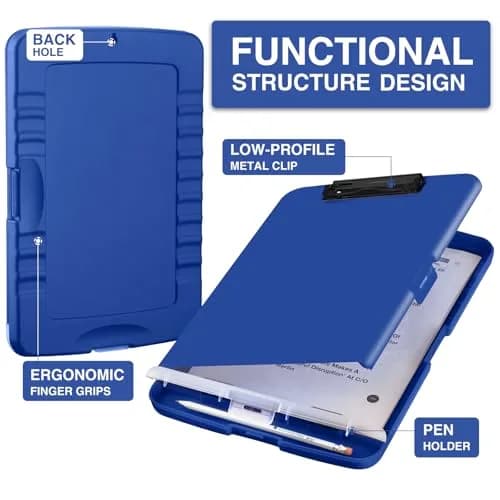 Sooez Storage Clipboard Dark Blue With Black Clip 8.5x11 Inch | High Capacity Organizer for Students & Professionals thumbnail 3