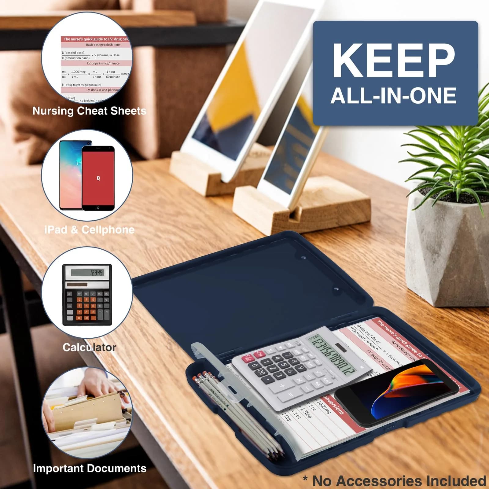 Sooez Clipboard with Storage, Clip Board 8.5 x 11 with Pen Holder, Plastic Organization Case Box for Letter Legal A4 Size Paper, Low Profile Clip, Nurses Teachers Must Haves, School & Office Supplies (Dark Blue) - view 5