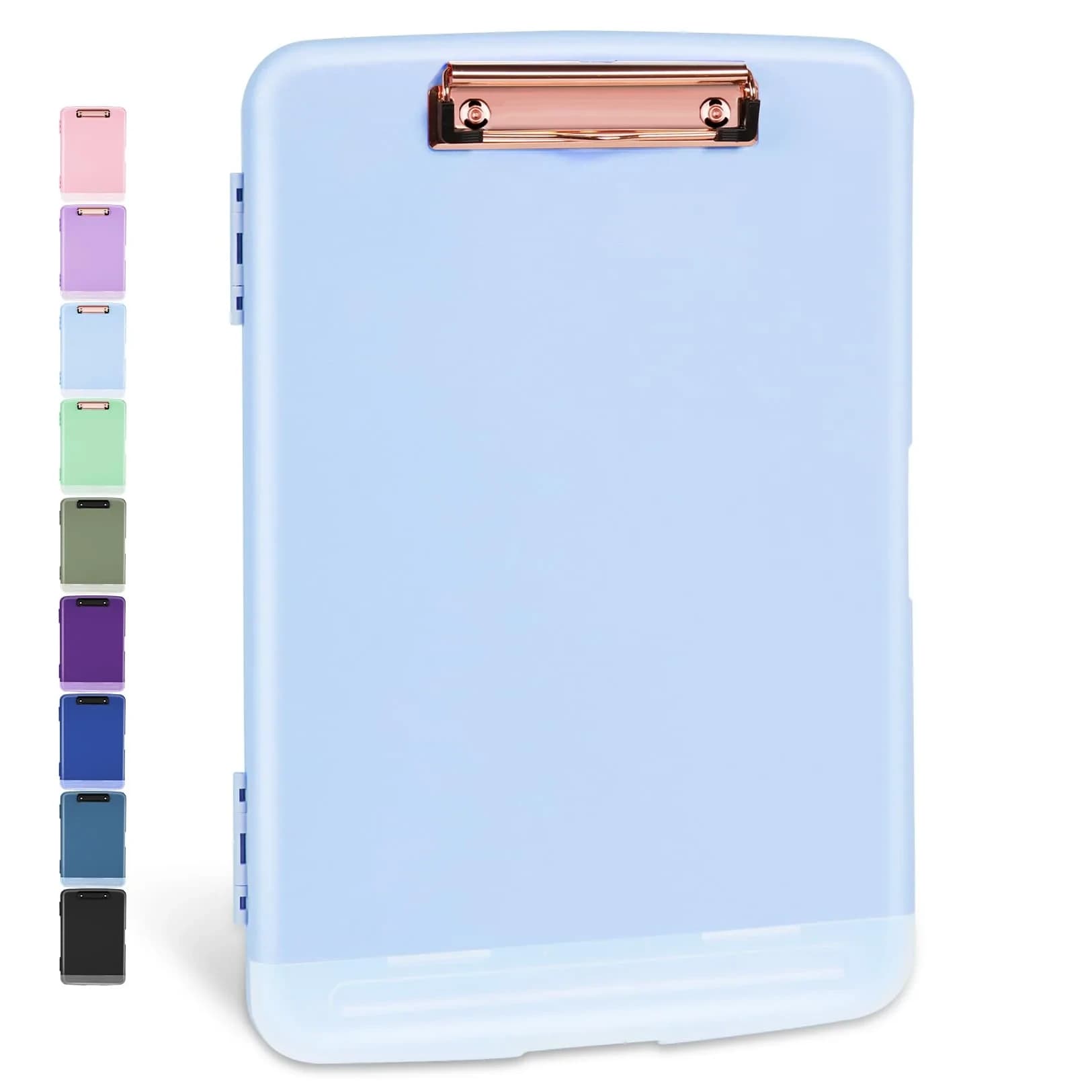 Sooez Storage Clipboard Baby Blue With Rose Gold Clip 36.8 cm (14.5 in) | High Capacity Paper Organizer