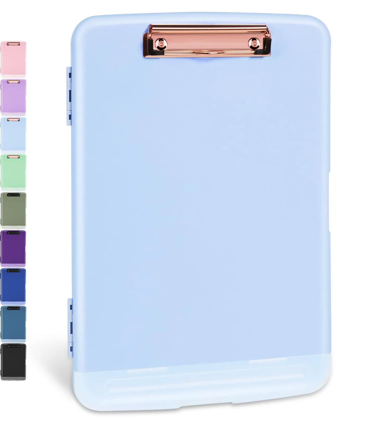 Sooez Storage Clipboard Baby Blue With Rose Gold Clip 36.8 cm (14.5 in) | High Capacity Paper Organizer - main product image