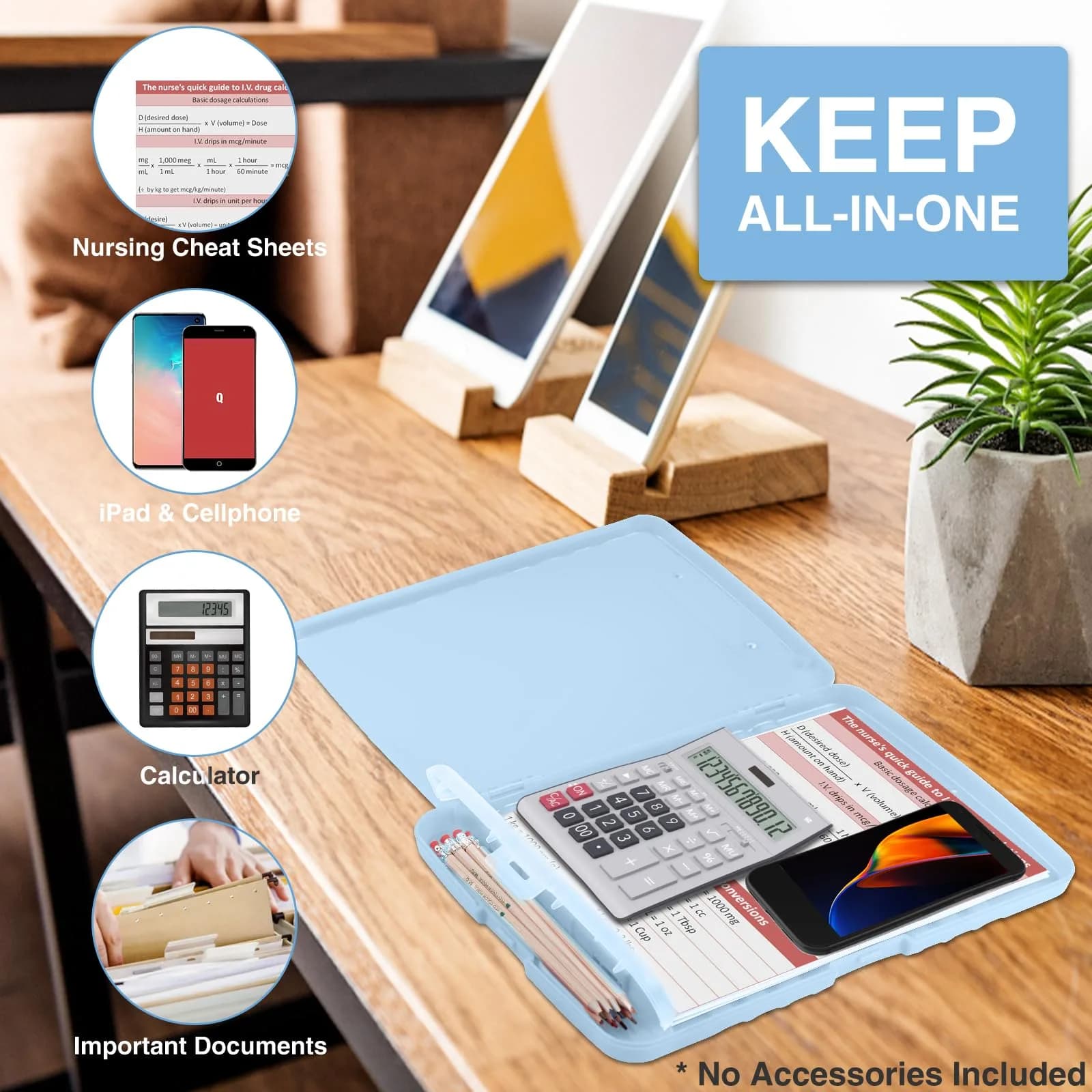 Sooez Storage Clipboard Baby Blue With Rose Gold Clip 36.8 cm (14.5 in) | High Capacity Paper Organizer - view 5