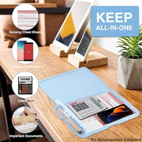 Sooez Storage Clipboard Baby Blue With Rose Gold Clip 36.8 cm (14.5 in) | High Capacity Paper Organizer thumbnail 5